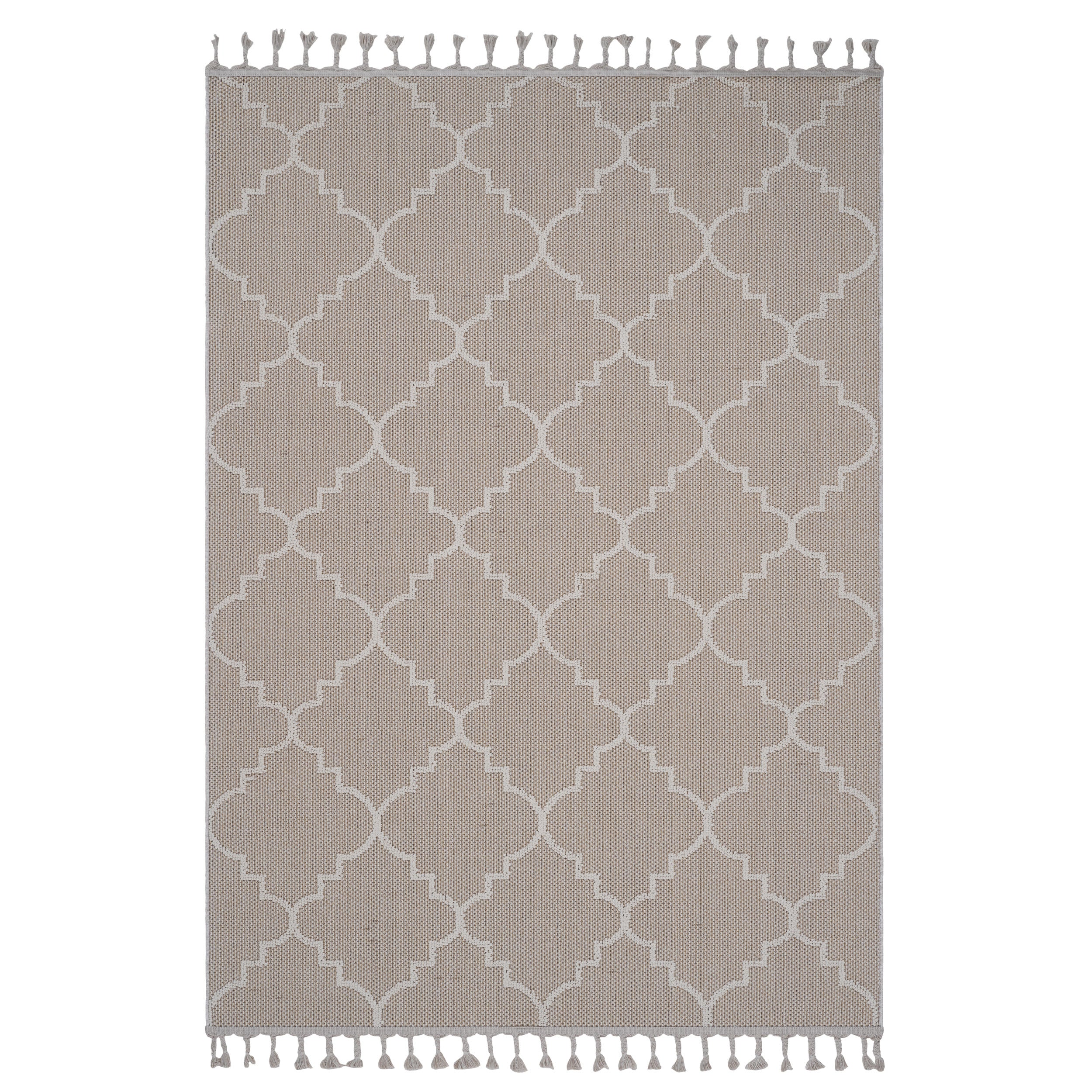 Guros Collection 8X10 Ivory / Trellis Indoor / Outdoor Area Rug