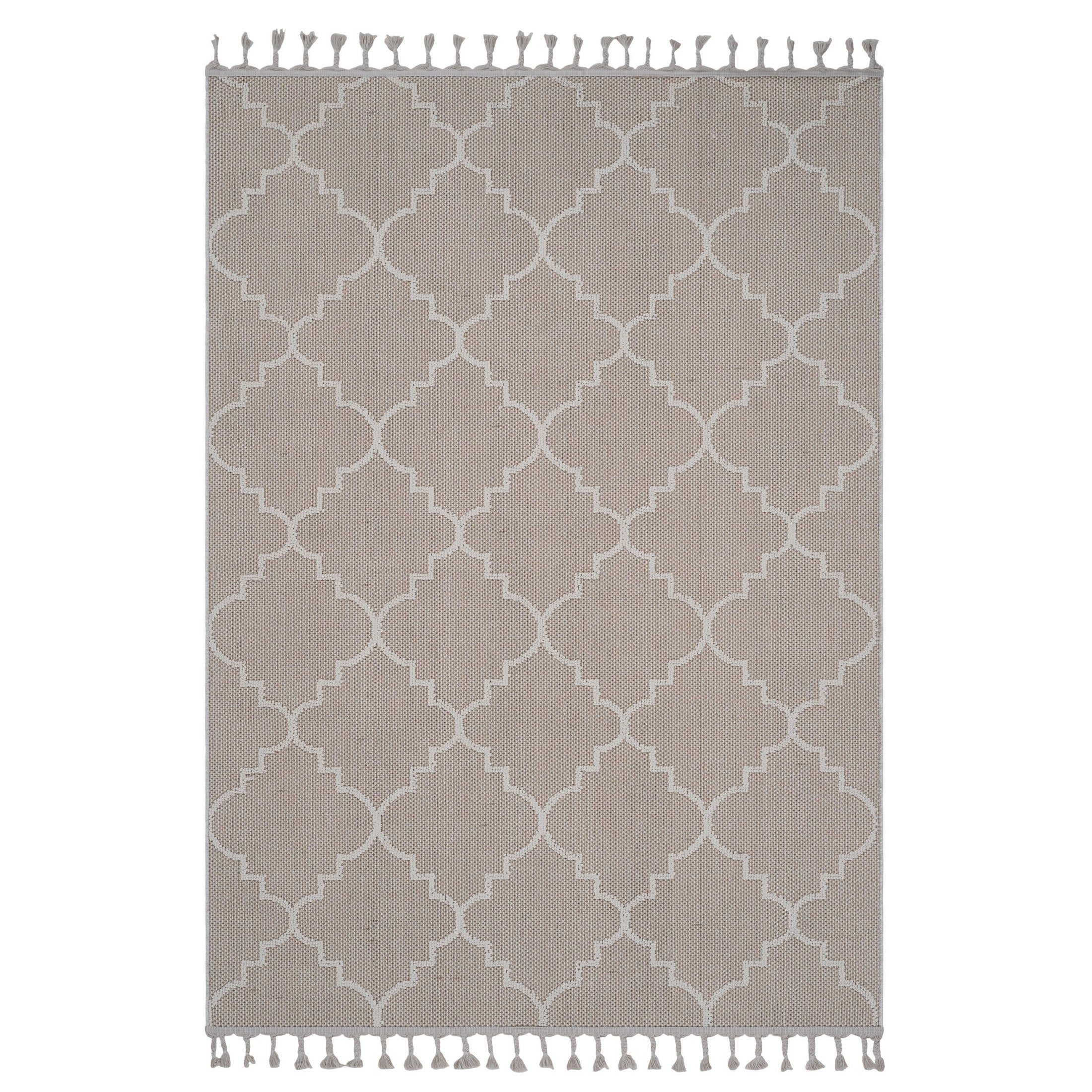 Guros Collection 6X9 Ivory / Trellis Indoor / Outdoor Area Rug
