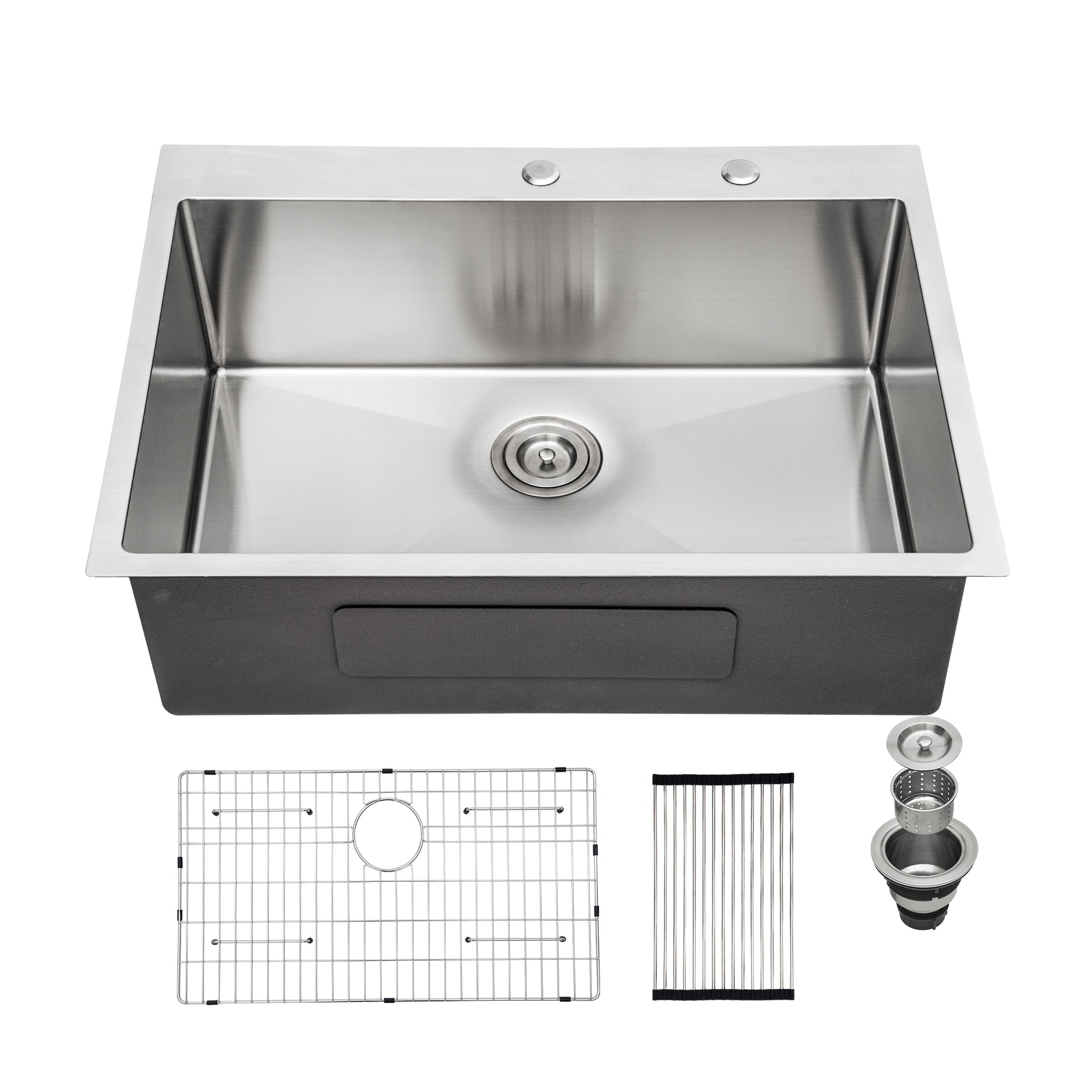Stainless Steel 16 Gauge Kitchen Sink Drop In 28 x 22 x 10 inch Single Bowl Brushed Nickel