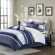 7 Piece Comforter Set Navy Queen