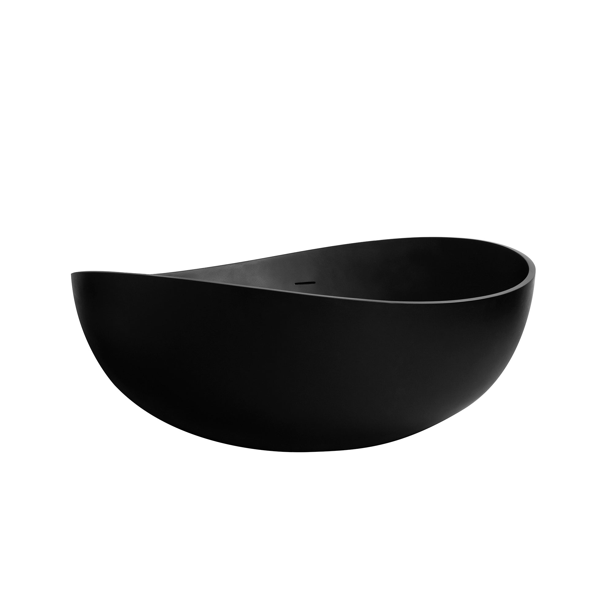 Modern Black Solid Surface Freestanding Bathtub 63 inch Stone Resin Matte Finish
