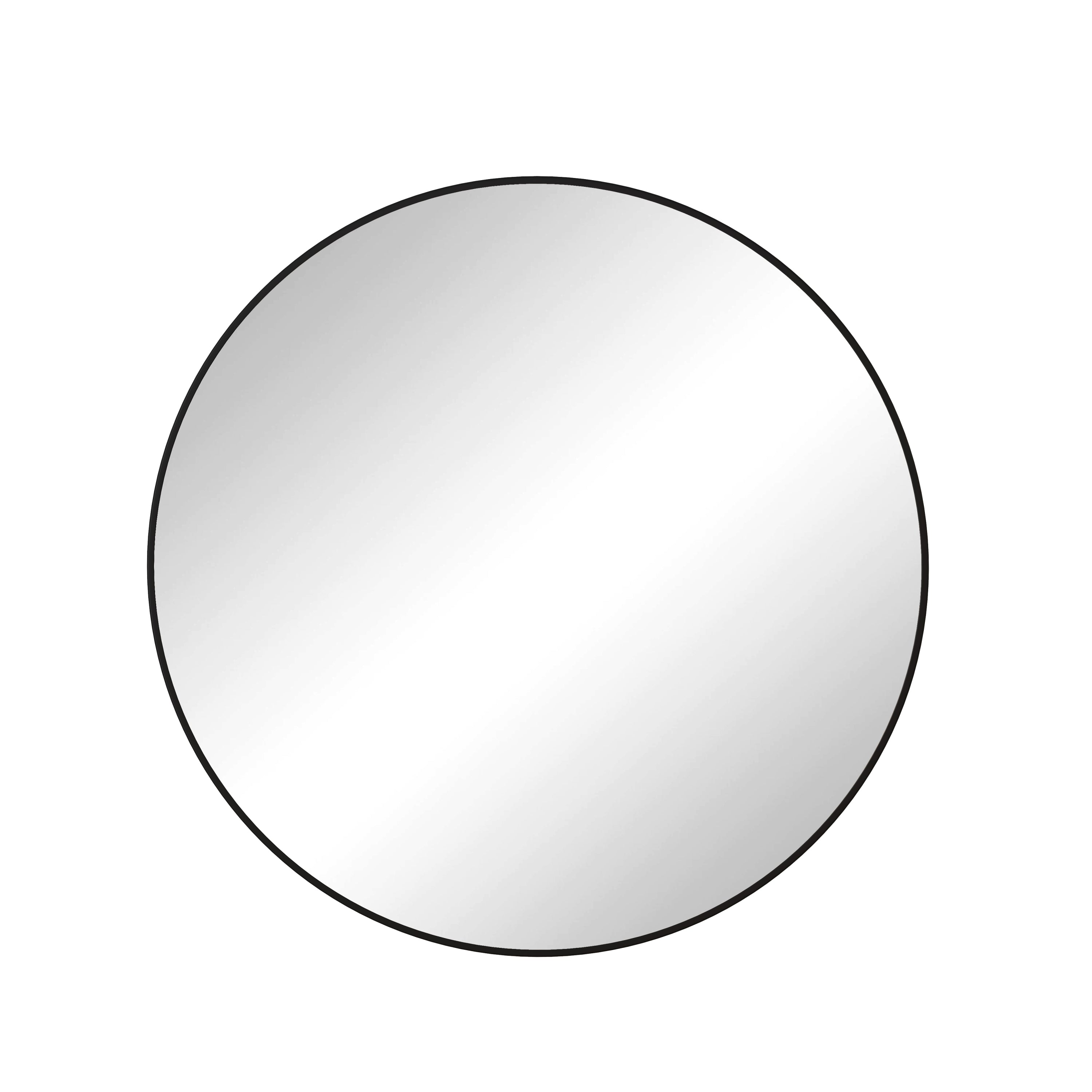 Modern Black Circular Wall Mirror 39 Inch Metal Framed for Bathroom, Living Room, Bedroom Decor