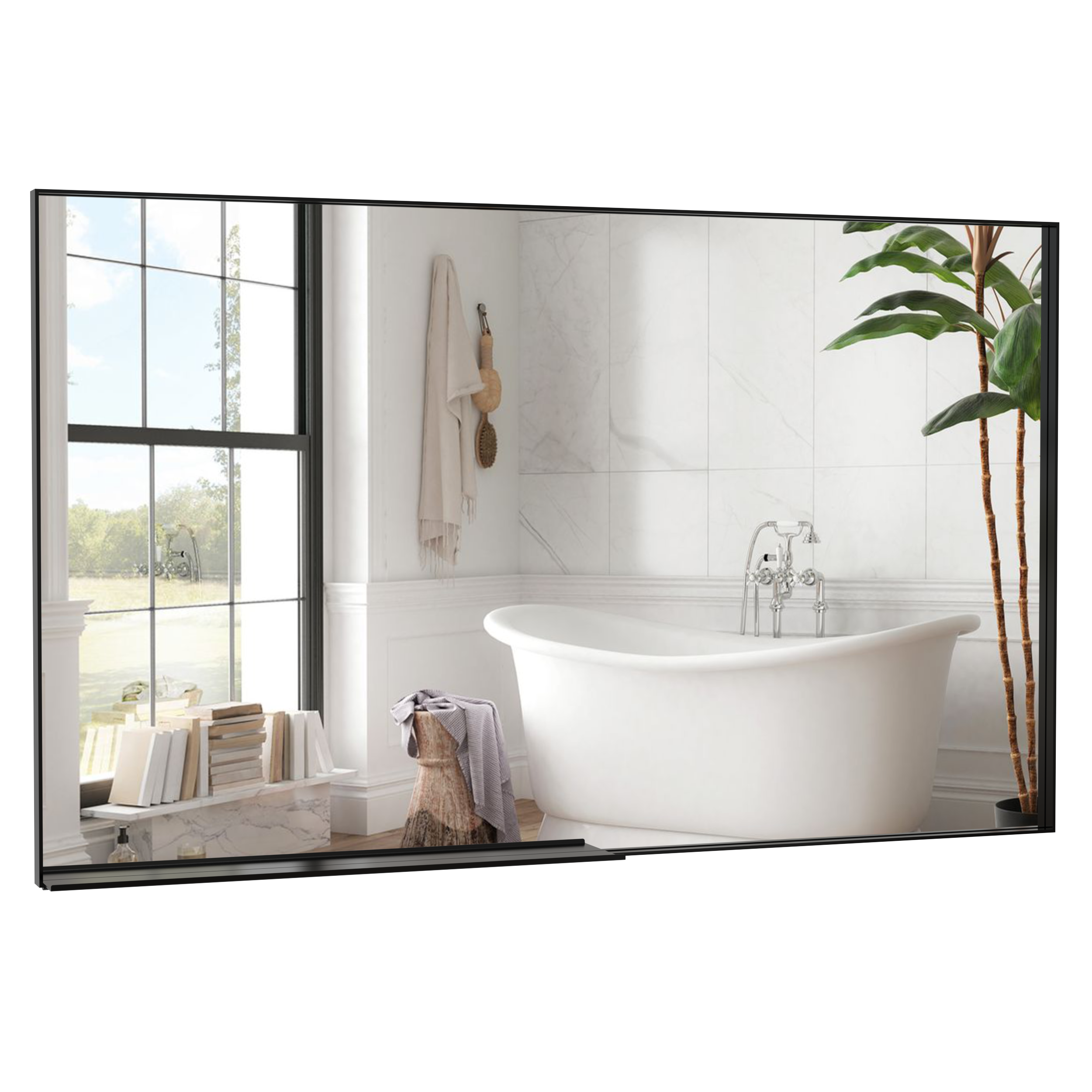 60'x40' Oversized Modern Rectangle Bathroom Mirror with Black Frame Decorative Large Wall Mirrors for Bathroom Living Room Bedroom Vertical or Horizontal Wall Mounted mirror with Aluminum Frame