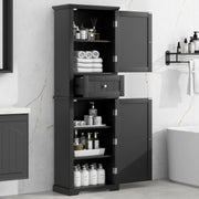 Tall Bathroom Storage Cabinet, Freestanding Storage Cabinet with Drawer and Adjustable Shelf, MDF Board with Painted Finish, Black (Old Sku:WF312727AAB)
