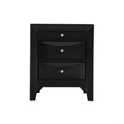 Elegant Black Nightstand with Drawers for Bedroom Storage in Particle Board