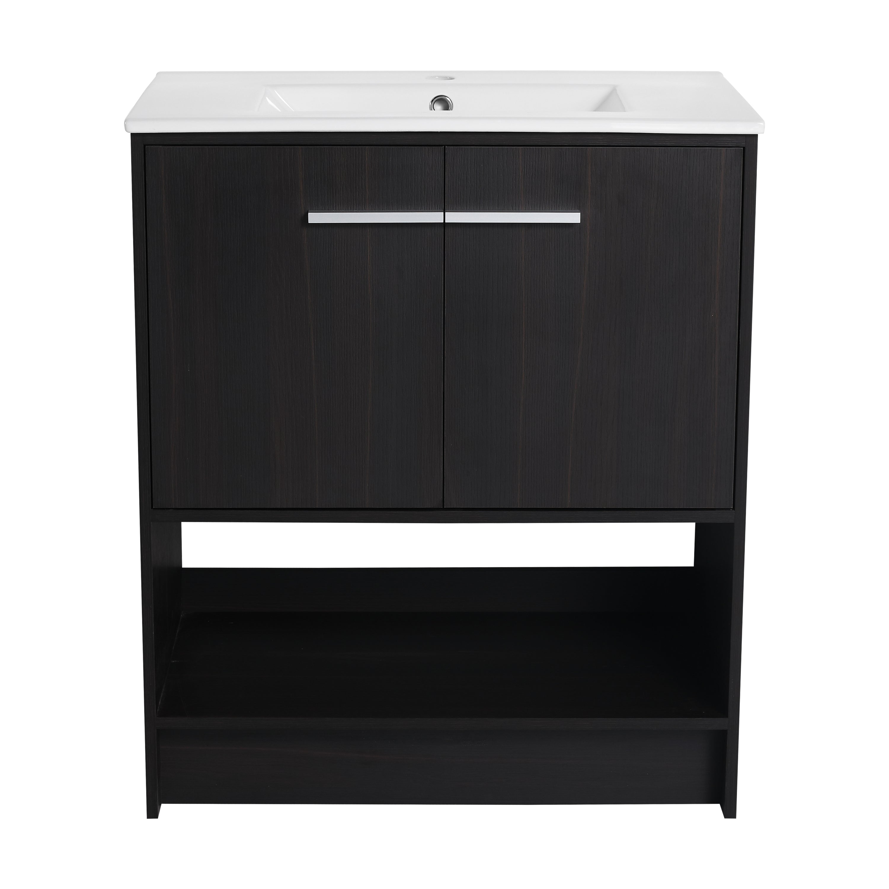 Modern Freestanding 30' Bathroom Vanity with Ceramic Sink, Soft Closing Doors, Plywood Cabinet