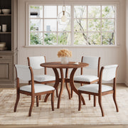 Walnut Dining Table Set:39.4' Round Table + 2 Chairs - Traditional Solid Wood Kitchen Set with Inlaid Tabletop, Elegant Curved Legs for Dining Room