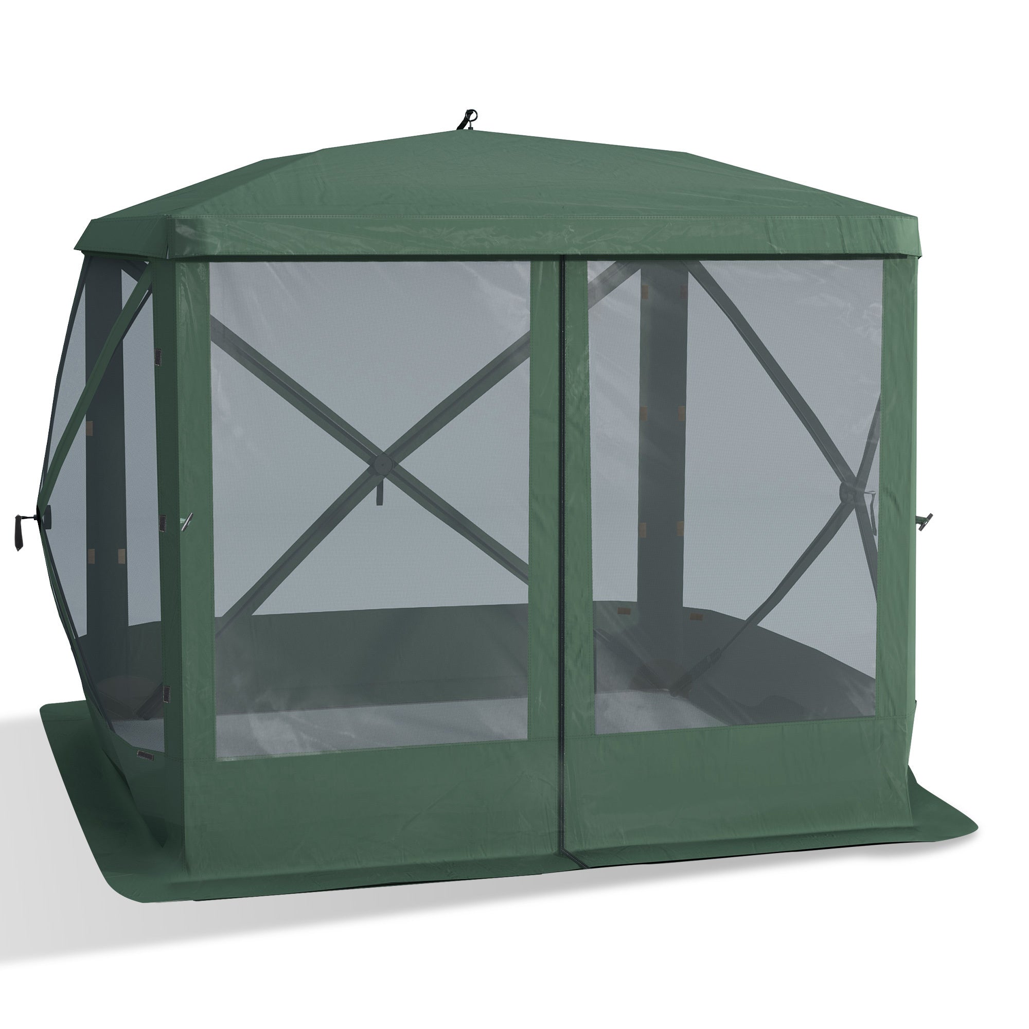 Outsunny Pop Up Camping Canopy Gazebo Screen Shelter Tent with Single Person Easy Set-Up, Ventilating Mesh, Portable Carry Bag for Outdoor Camping Party Event, 7x7FT, Green