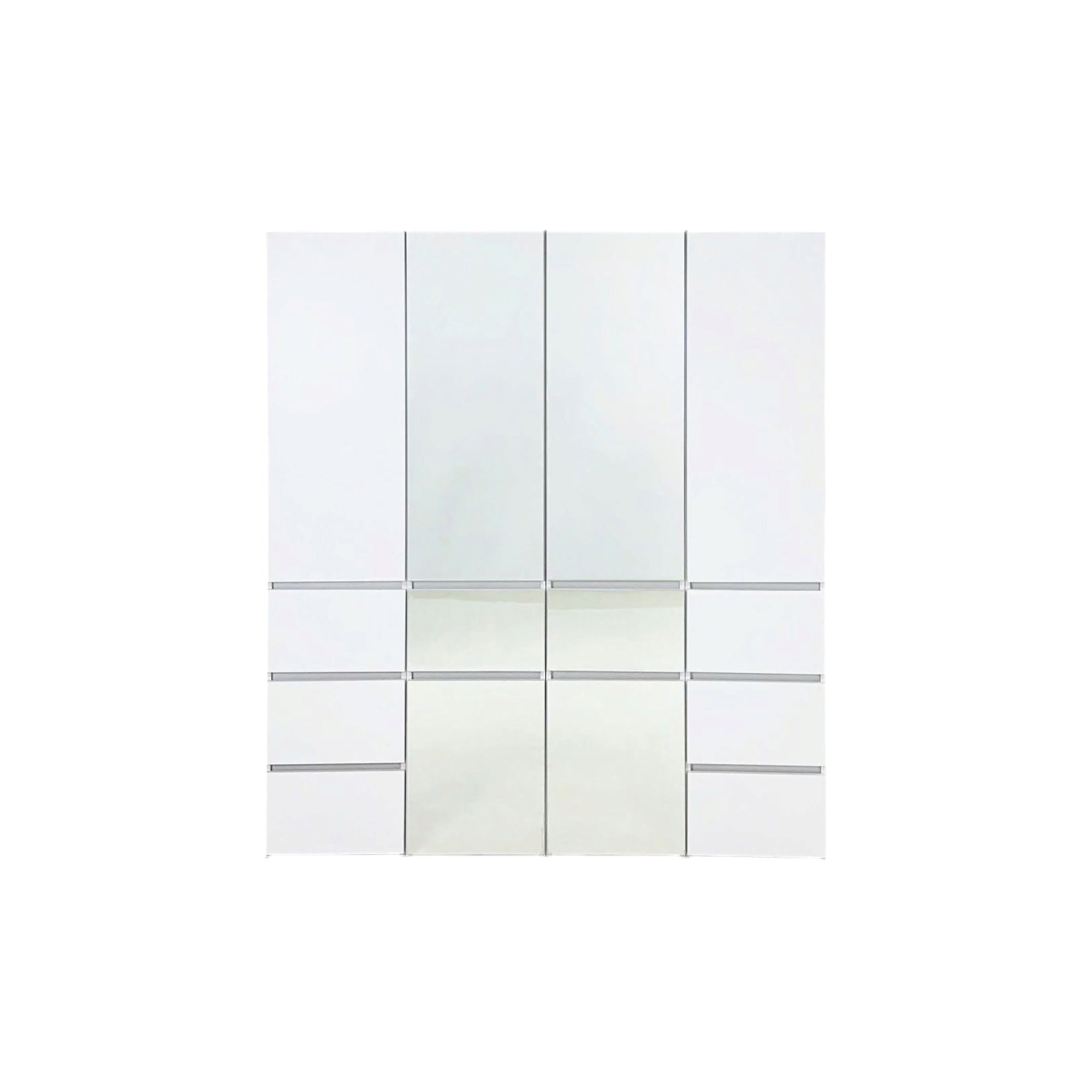 Elise Modular Wood Closet System with Mirror in White Finish, Durable Melamine and Wood, Customizable Storage