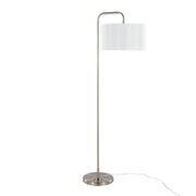 Puck 63' Contemporary Metal Floor Lamp in Brushed Nickel with White Linen Shade from Grandview Gallery by LumiSource