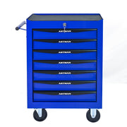 Rolling Metal Tool Chest with 7 Drawers, 20' Steel Storage Cabinet with Ball Bearing Slides, Black and Blue Finish
