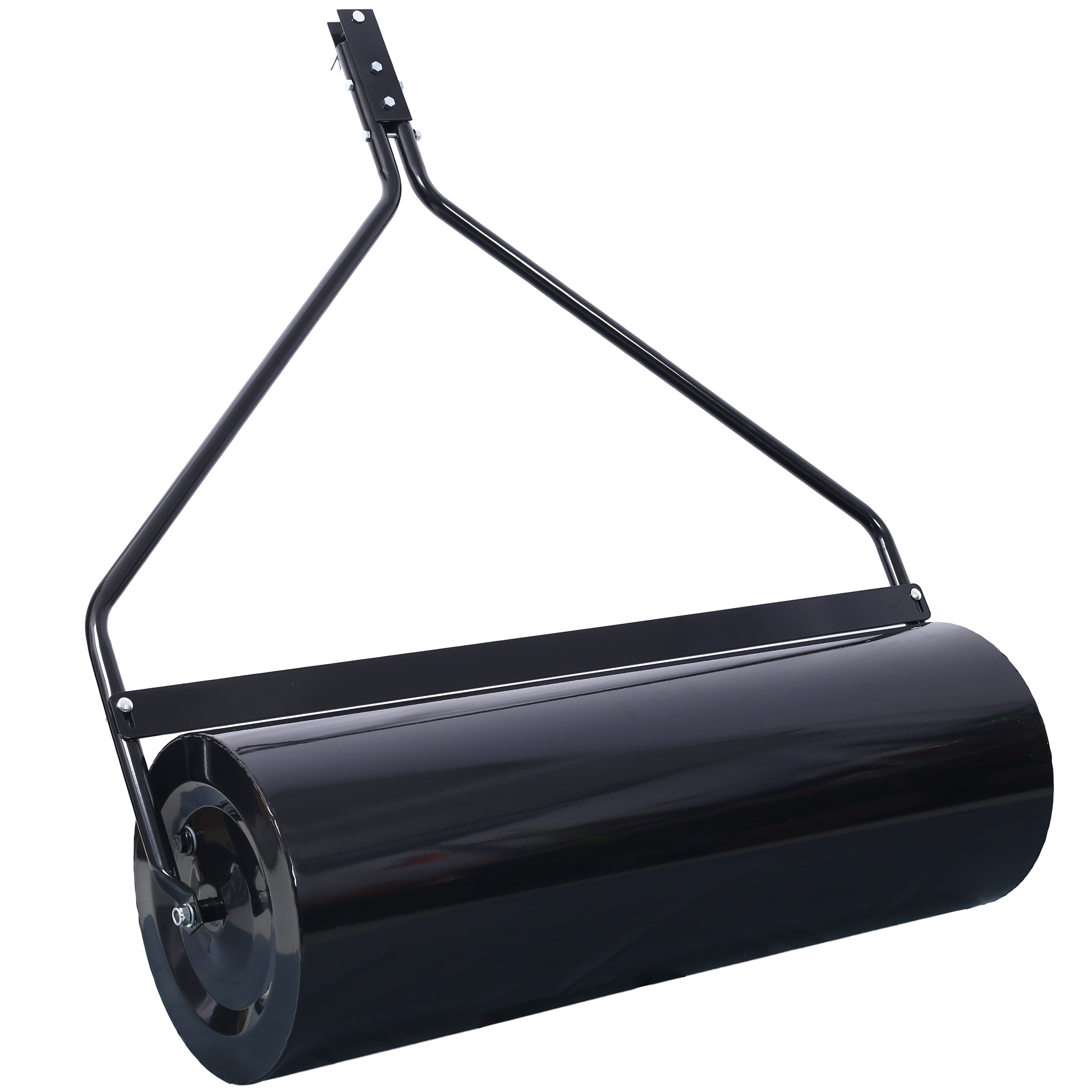 Durable Iron Garden Lawn Roller with Large 26Gal 220 lb load capacity, 40' width, ATV tow-behind, for Lawn and Garden Tractors Black color