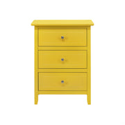Modern Bedroom Nightstand with Bright Yellow Finish in Durable Particle Board, 25 Inch Height