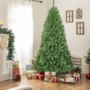 9ft Christmas Tree with Memory Wire, 1910 Tips Hinged Artificial PVC Tree, Easy Setup Green Xmas Tree for Indoor Holiday Decoration