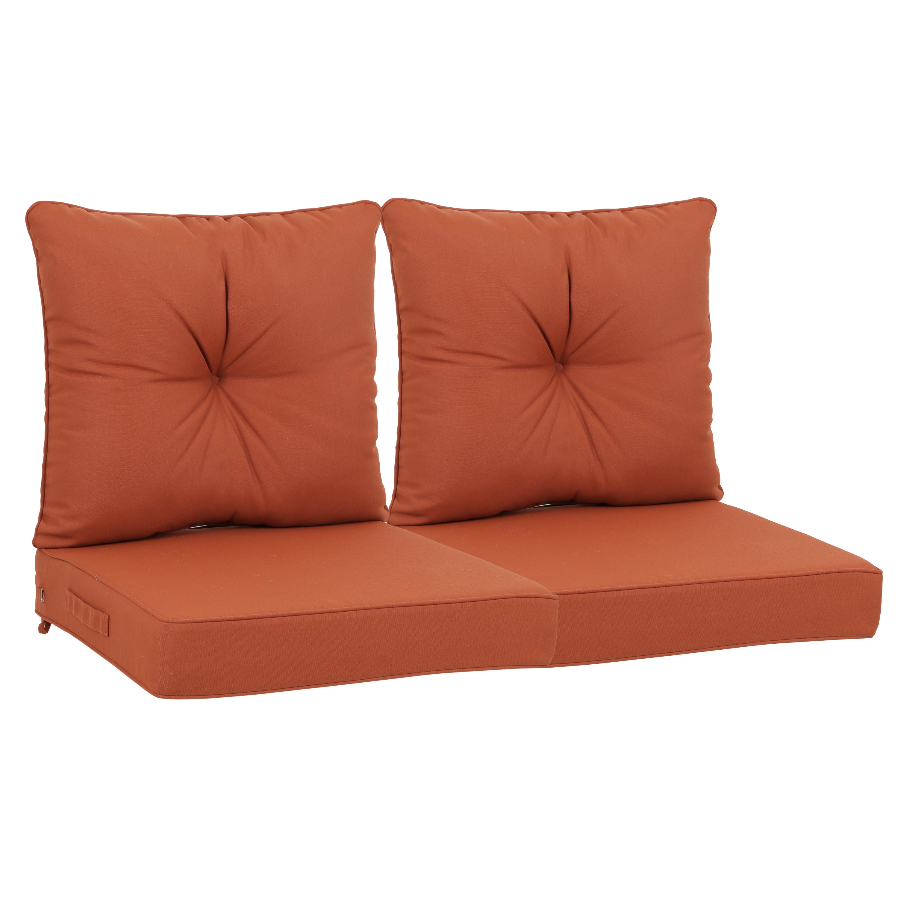 Outdoor Deep Seat Cushions for Patio Furniture, Waterproof Replacement Patio Chair Cushions Set of 2, 24 x 24 x 4 Inch,sewn circle tack Red