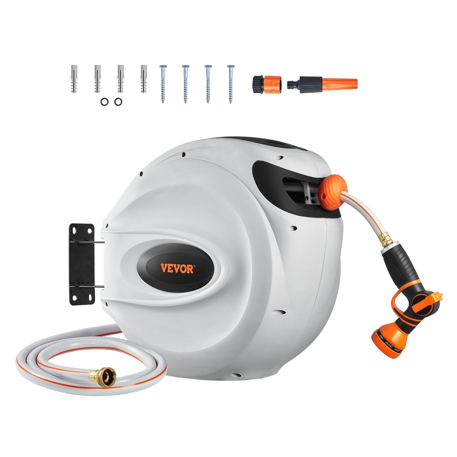 Retractable Hose Reel Water Hose Reel 115'x1/2' 180° Swivel Wall-Mounted