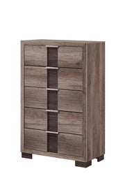 1pc Contemporary Chest Five Drawers Metal knobs Brown Gray Finish Bedroom Wooden Furniture