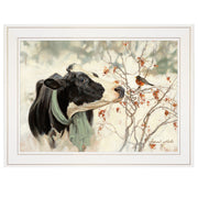 'The Winter Robin' by Bonnie Mohr, Ready to Hang Framed Print, White Frame