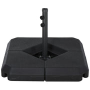 Outsunny 4-Piece Outdoor Patio Offset Umbrella Base Stand Weight Holder w/ Cross Base for Powerful Support, 158lbs Sand or 132lbs Water Filled, Black