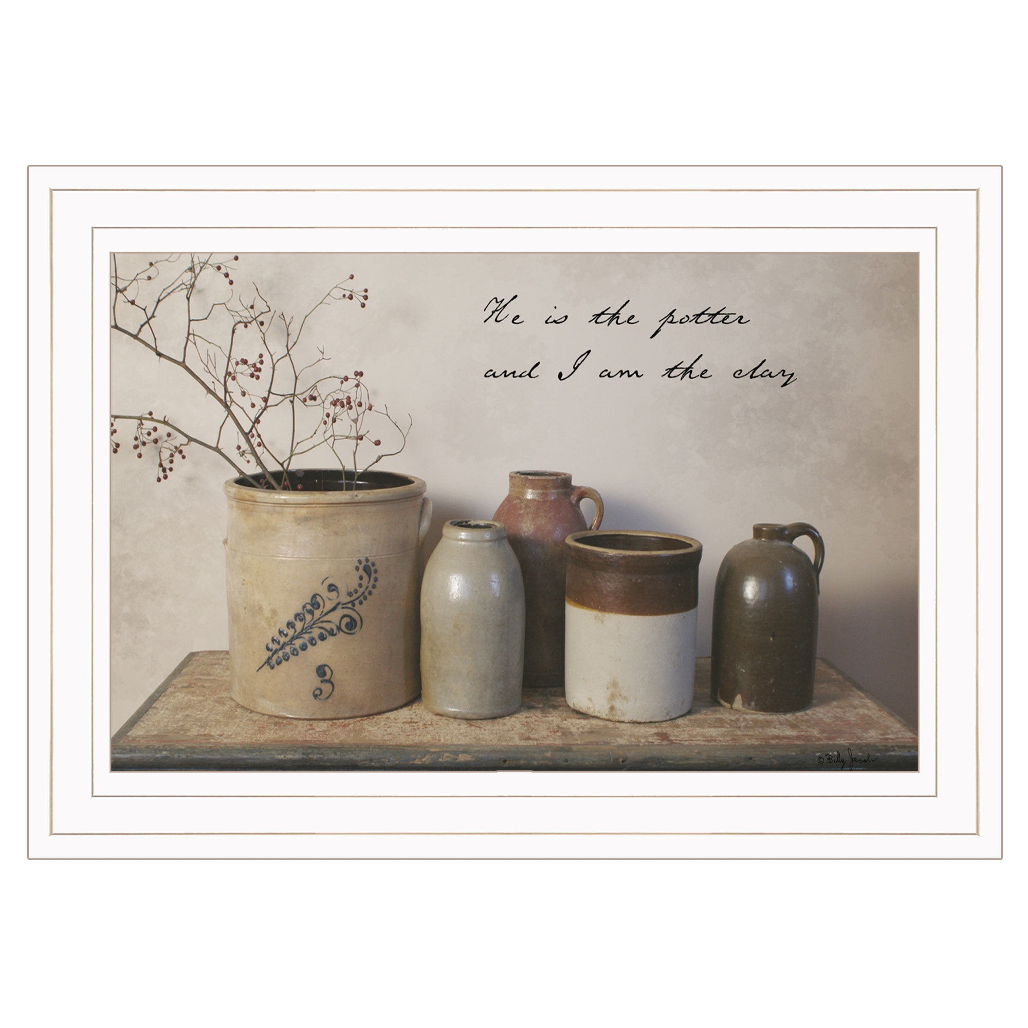'He is the Potter' By Billy Jacobs, Ready to Hang Framed Print, White Frame