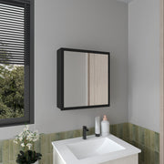 Medicine Cabinet 21.1' H, 1 Door, 4 Shelves, 1 Mirror, Black