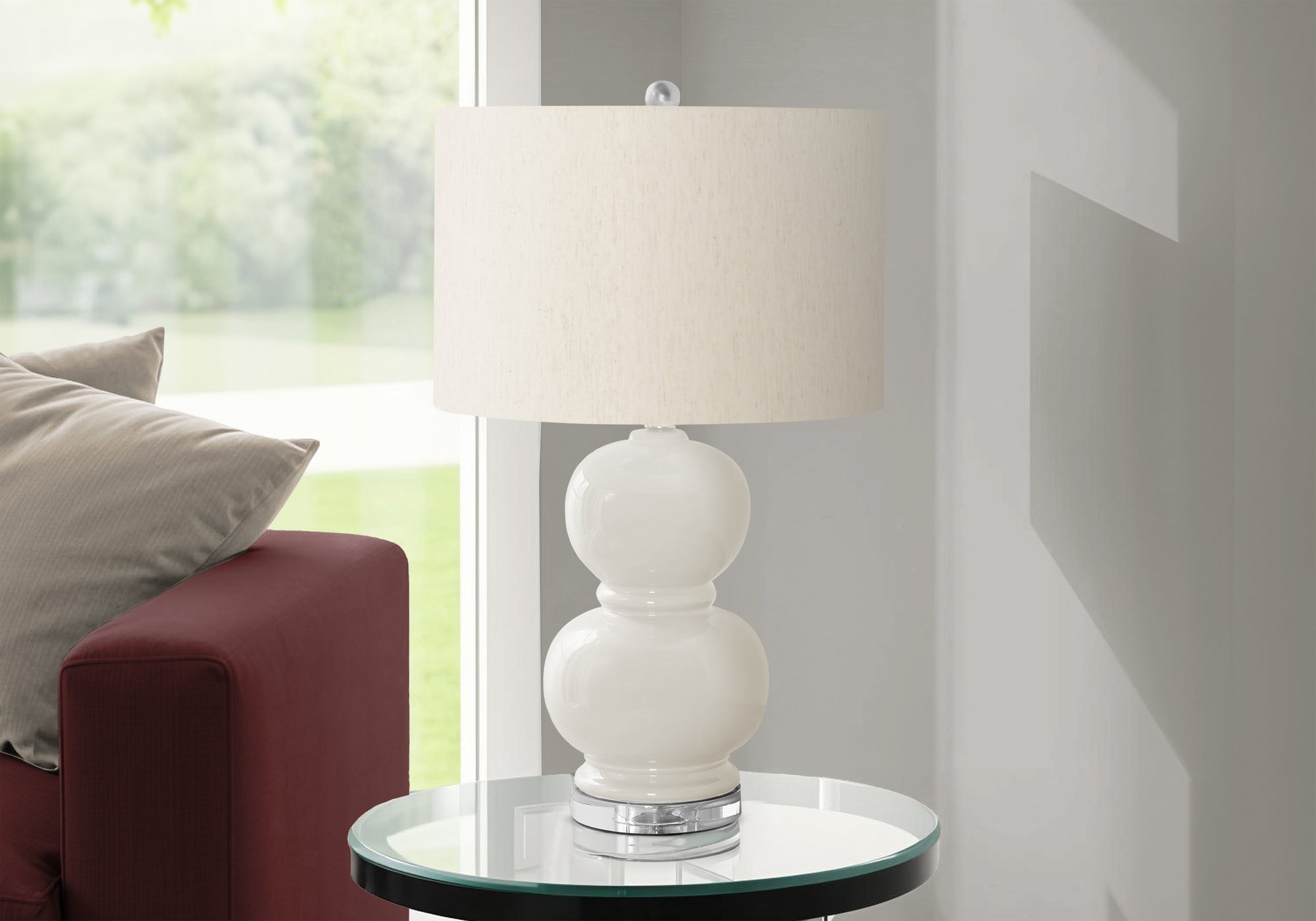 Lighting, 25'h, Cream Ceramic, Ivory / Cream Shade, Contemporary