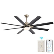 52-Inch Smart Ceiling Fan With Lights,6 Wind Speed,With 8 Black ABS Blades,Voice Remote,Fan For Bedroom,Living Room,Patio,Kitchen
