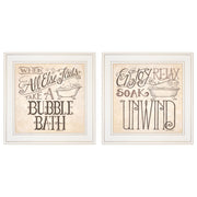 'Soak & Unwind' 2-Piece Vignette by Deb Strain, White Frame