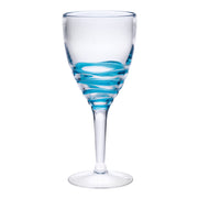 Swirl Plastic Wine Glasses Set of 4, BPA Free Acrylic, Unbreakable, Blue, 12oz