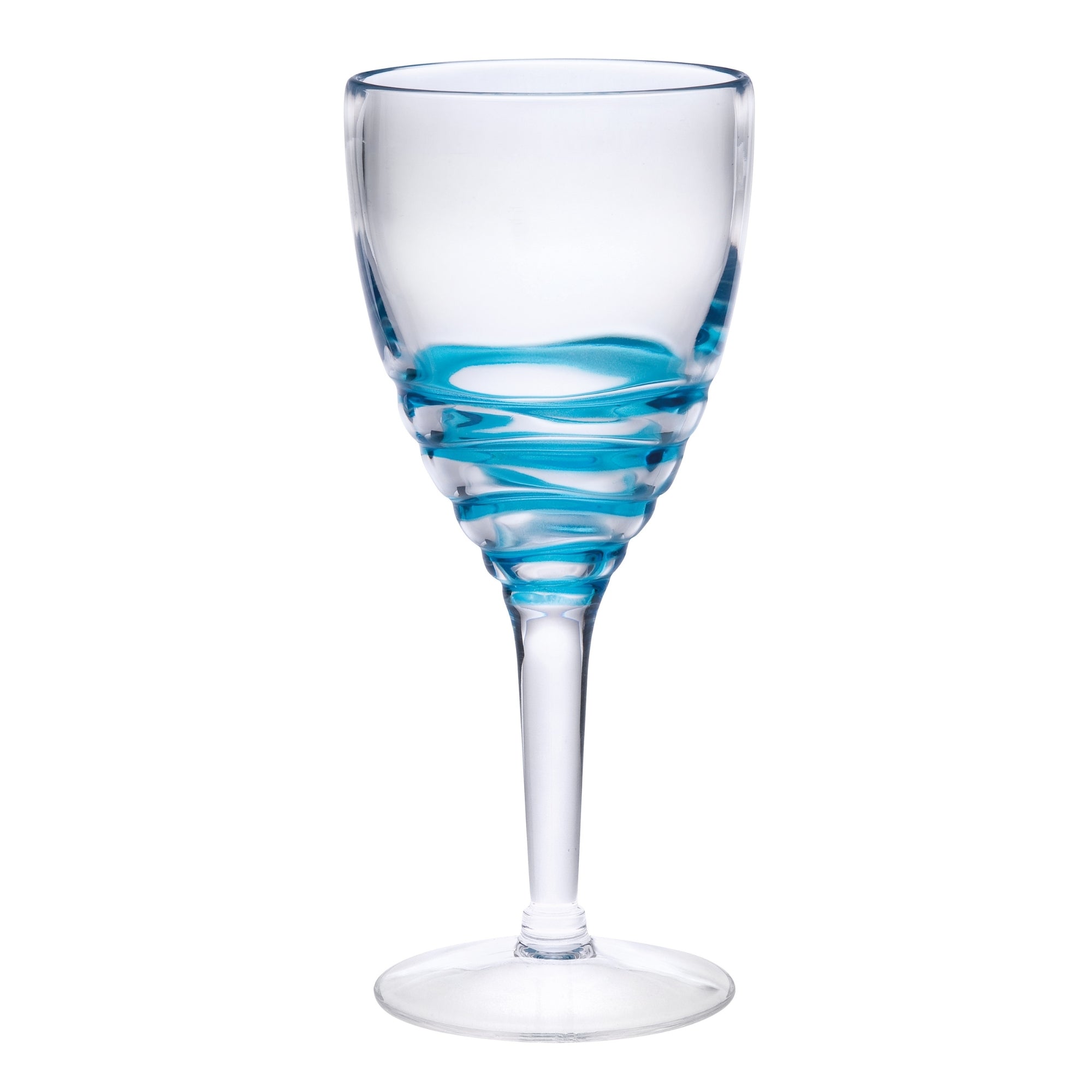 Swirl Plastic Wine Glasses Set of 4, BPA Free Acrylic, Unbreakable, Blue, 12oz