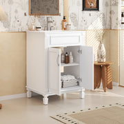 24'' Bathroom Vanity with Top Sink, Modern Bathroom Storage Cabinet with 2 Soft-Closing Doors and Adjustable Shelf, Solid Wood Frame