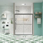 Bypass shower door, sliding door, with 1/4' tempered glass and Matted black finish 44-48'x70'