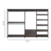 Monica Wood Walk-in Closet System with Modular Design in Rustic Melamine Finish