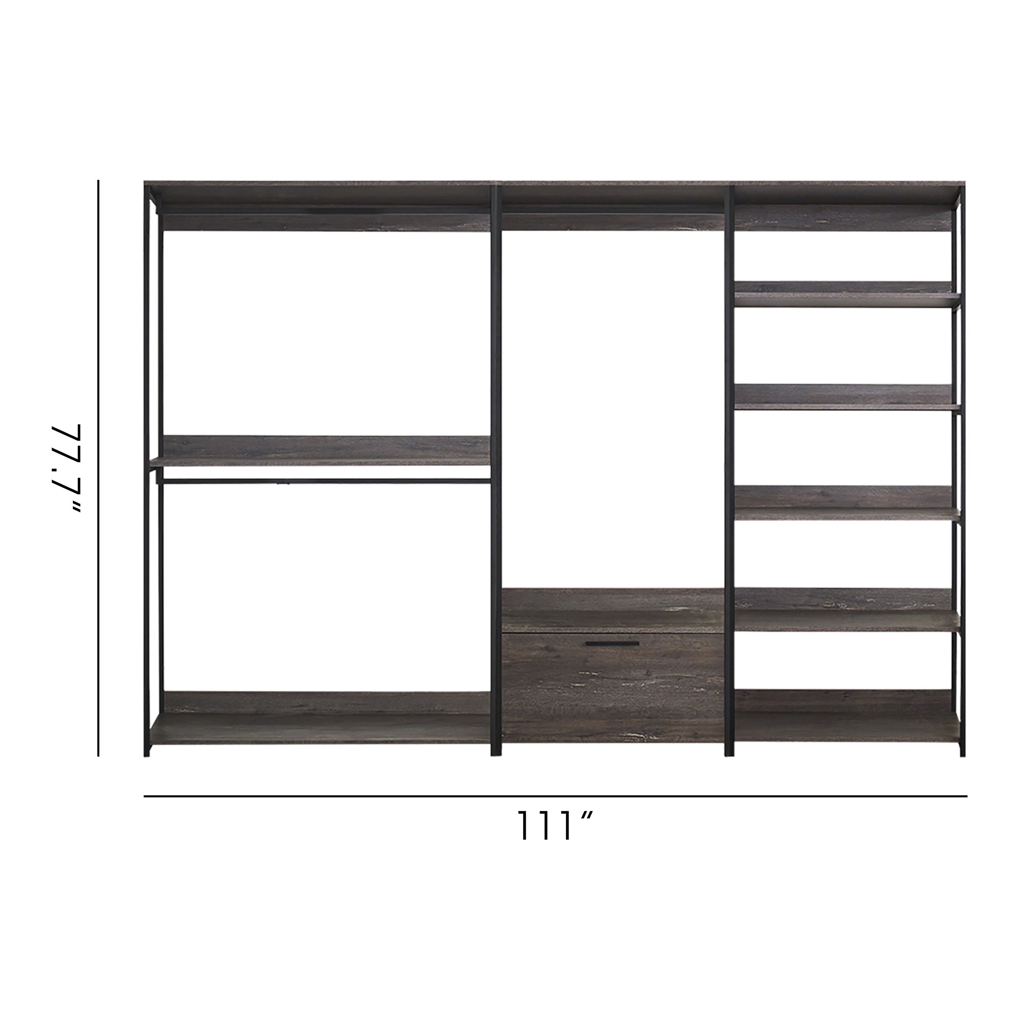 Monica Wood Walk-in Closet System with Modular Design in Rustic Melamine Finish