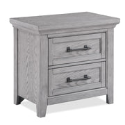 Light Gray Finish 1pc Two Drawers Nightstand Wooden Bedroom Furniture Metal Pull Furniture