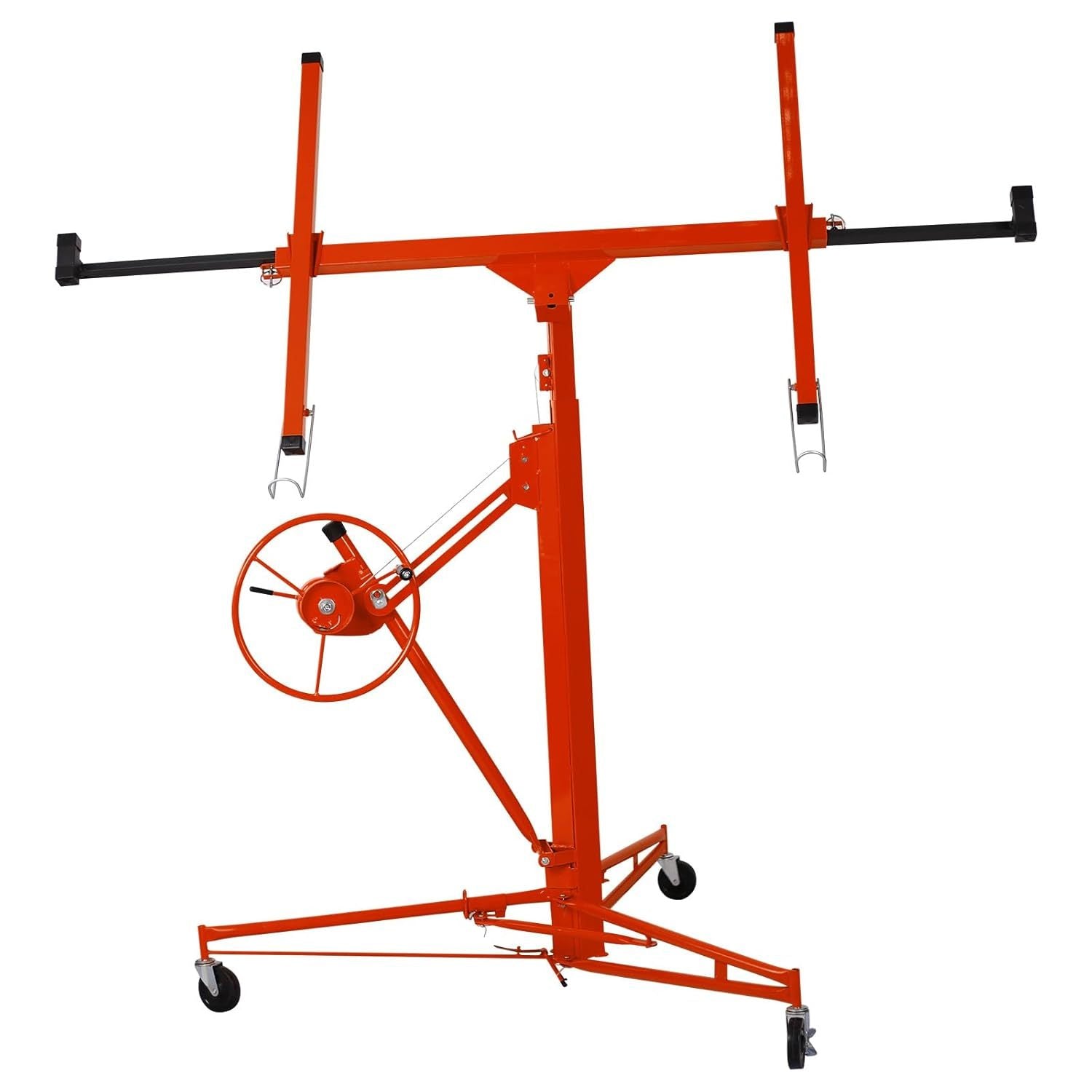 Drywall Lift 11FT, Drywall Lifter Panel Jack, 150LBS Heavy Duty Sheetrock Hoist with 360° Adjustable Telescopic Arm & Wheels (Red)
