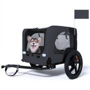 Outdoor Heavy Duty Collapsible Pet Bike Trailer with 16-Inch All-Terrain Wheels & Universal Hitch – Foldable Dog/Cargo Carrier Cart for Bicycles, black+dark gray