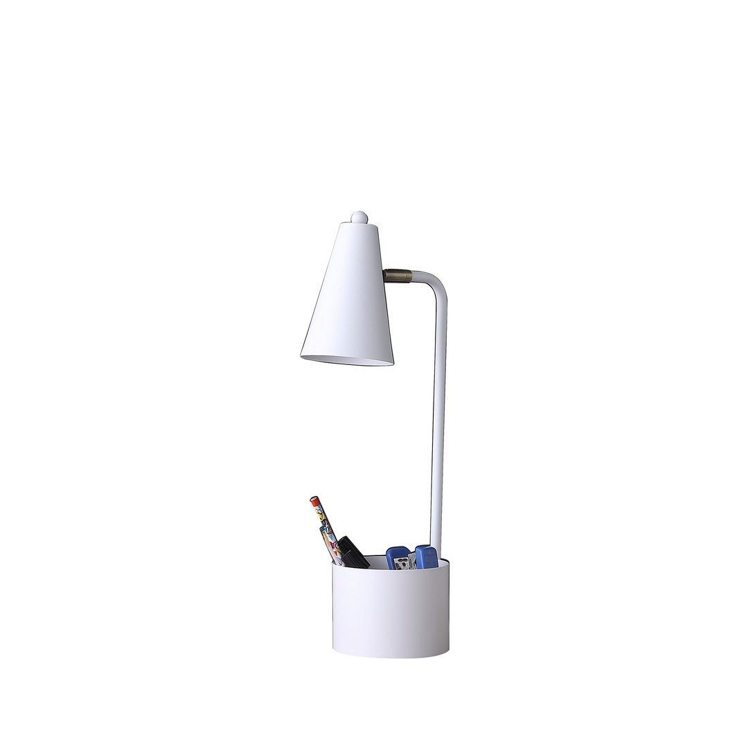 19.5' In Student White Metal Task Desk Lamp W/ Organizer