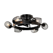 25.8''  Industrial Ceiling Fan with remote control ,5 ABS Blades small size ceiling fan For Living Room, Dining Room, Bedroom, Family Room, Matte Black ,6 PCS*E26 (Does Not Include Light Bulbs)