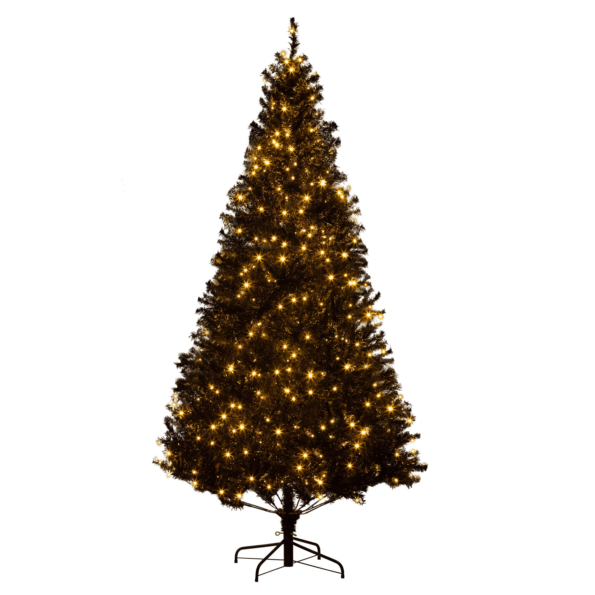 HOMCOM 7.5' Tall Prelit Christmas Tree Douglas Fir Artificial Christmas Tree with Realistic Branches, 500 Warm White LED Lights and 1346 Tips, Black
