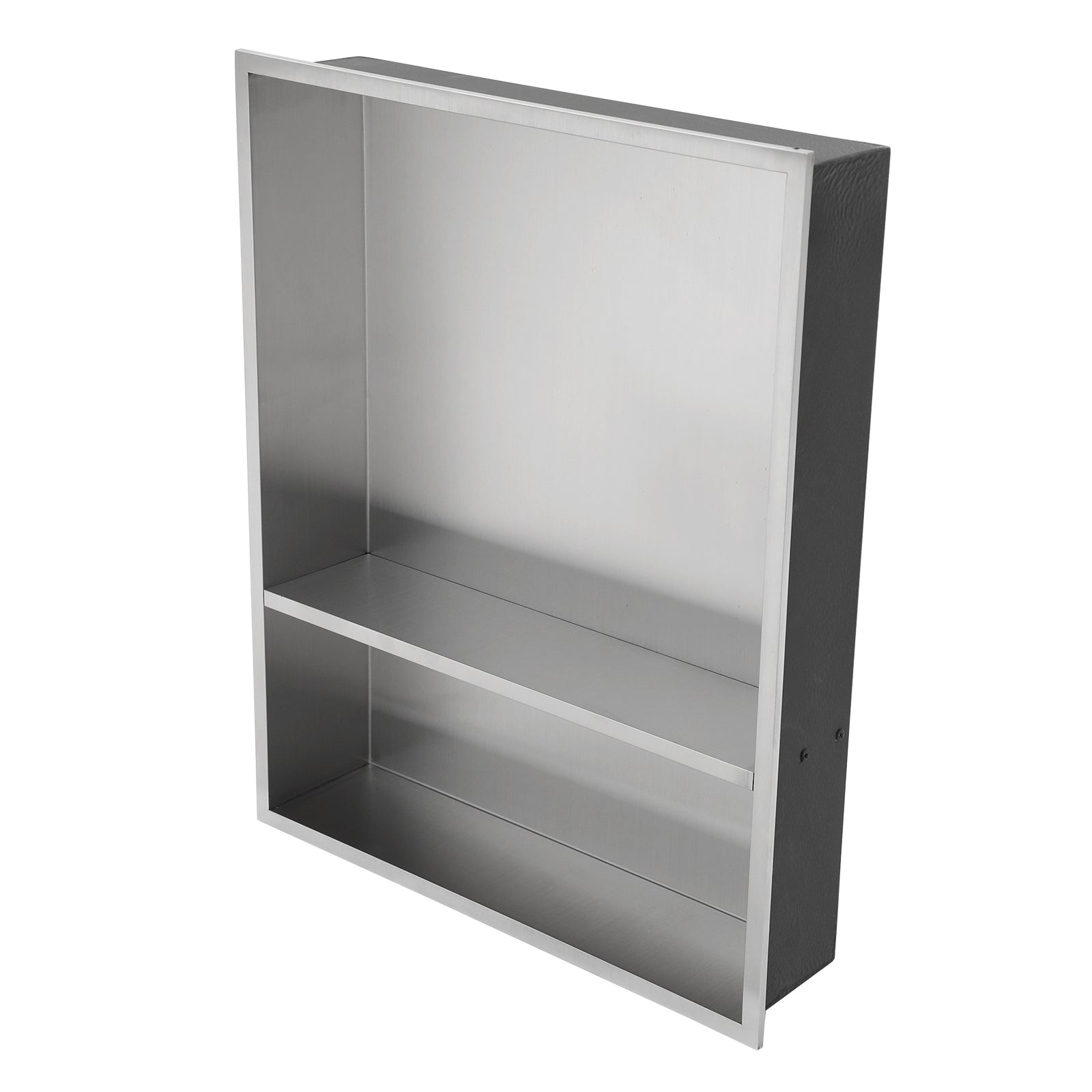 21' x 17' Stainless Steel Shower Niche Double Shelf, Brushed Nickel Finish