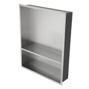 21' x 17' Stainless Steel Shower Niche Double Shelf, Brushed Nickel Finish