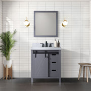 Dark Grey Bath Vanity 30 in. W x 22 in. D, with Carrara Marble Countertop