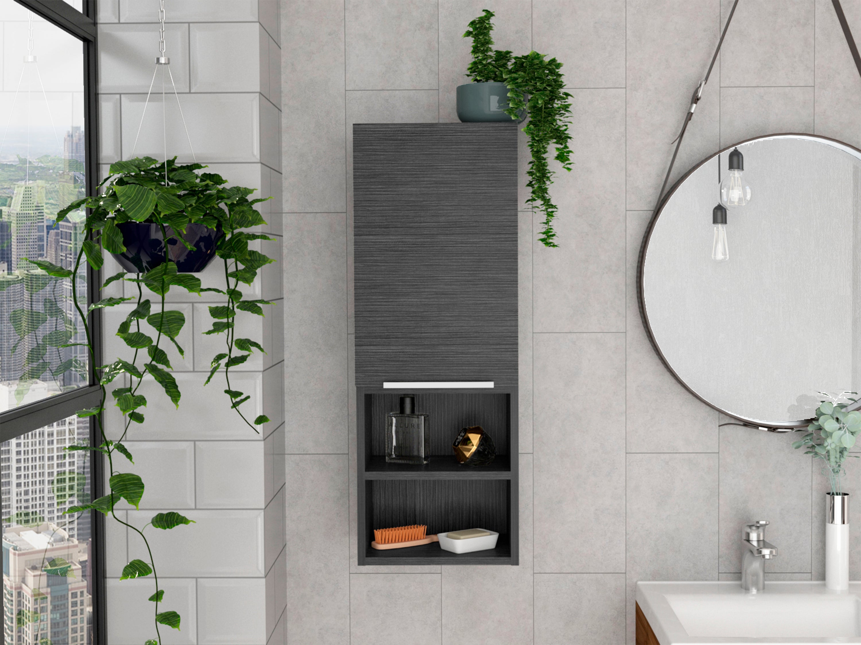 Smokey Oak Rectangle 2-Shelf Medicine Cabinet