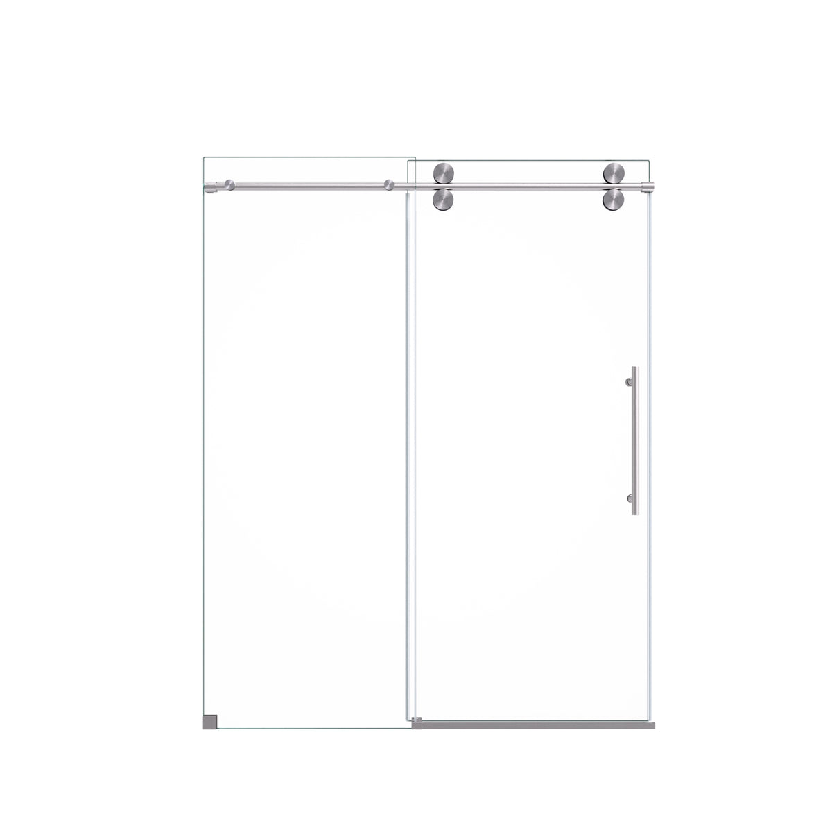 Frameless Single Sliding Shower Door with Bypass Design, Clear Tempered Glass and Brushed Nickel Finish, 56'-60'W x 72'H