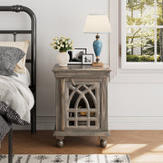 Antique Grey Wood Nightstand