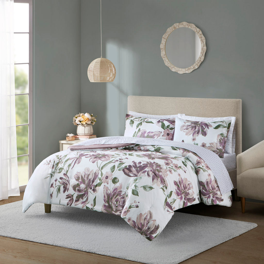 Twin Floral Comforter Set with Bed Sheets