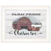'Farm Fresh Christmas Trees' By Billy Jacobs, Ready to Hang Framed Print, White Frame