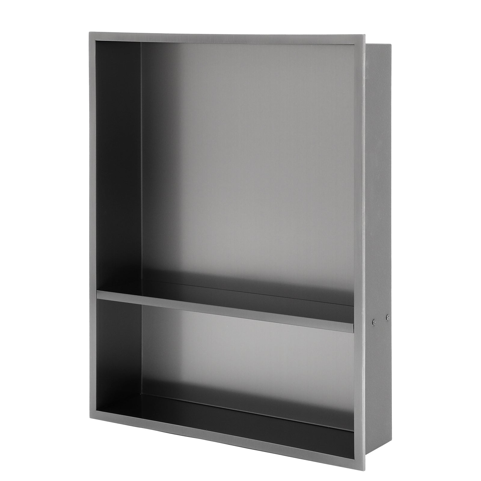 21' x 17' Gunmetal Black Stainless Steel Shower Niche Double Shelf with Durable Finish