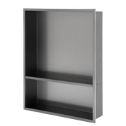 21' x 17' Gunmetal Black Stainless Steel Shower Niche Double Shelf with Durable Finish